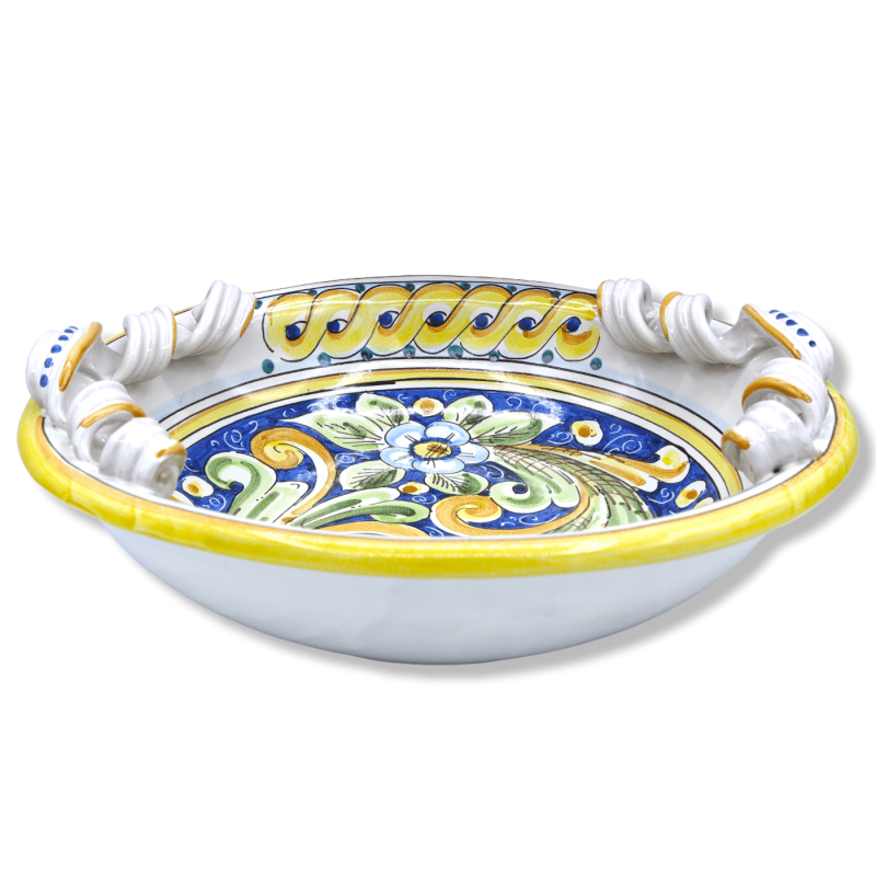 Ceramiczna Centrotavola Caltagirone, manici torchon baroque dekoracja i kwiaty, szerokość 40 cm ok. BR - 
