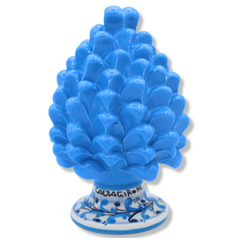 Sicilian Pigna Caltagirone, wyd 15cm Color Turquoise z ozdobionym łodygiem - odkładający losowe łodygi (1pz) Mod FL - 