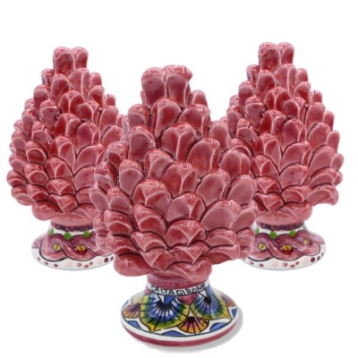 Pigna siciliana Caltagirone 15cm Color Pink Ancient z ozdobionym łodygiem - odkładający losowe łodygi (1pz) Mod FL - 