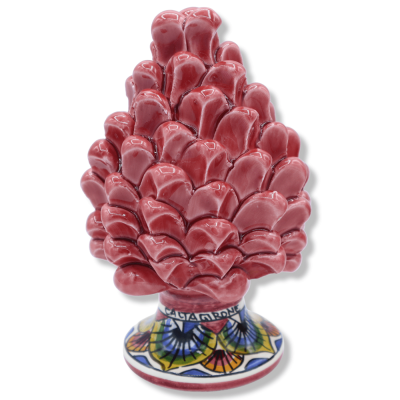 Pigna siciliana Caltagirone 15cm Color Pink Ancient z ozdobionym łodygiem - odkładający losowe łodygi (1pz) Mod FL - 