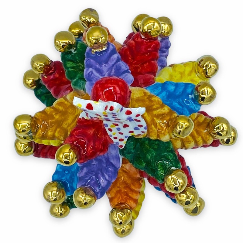 Kerstboom series isLITE keramiek van Caltagirone, Multicolor coppers en ballen in Zecchino Gold - Height 20 cm approx. -