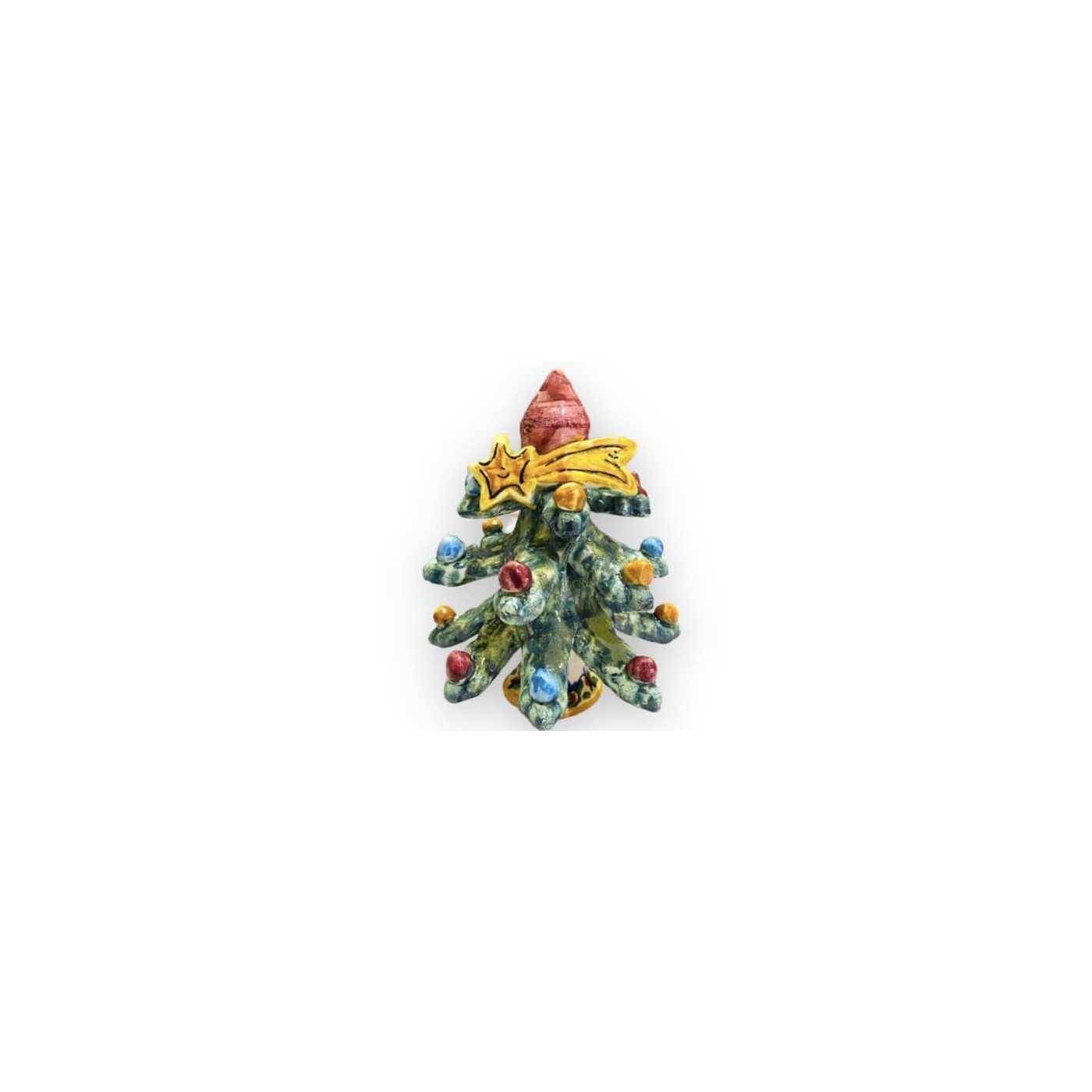 Árvore de Natal com picos, Cometa Estrela e bolas decoradas, Caltagirone  cerâmica - altura 15cm Modelo FB (1 pcs)