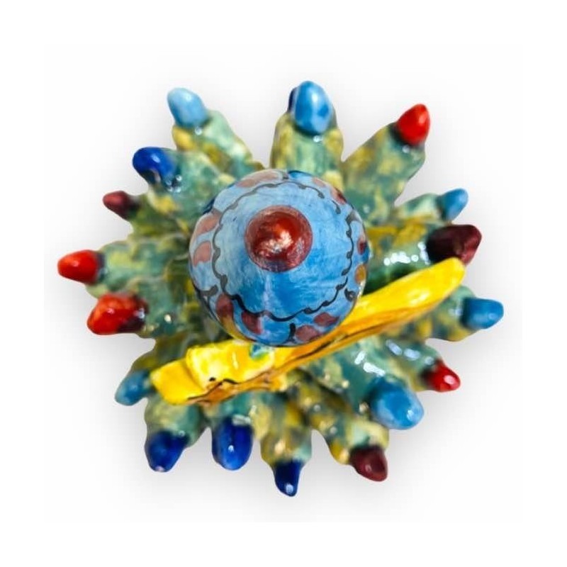 Sapin de Noël avec pointe, étoile comète et boules décorées, céramique Caltagirone - hauteur 15 cm Modèle FB (1 pc) - 