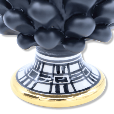 Sicilian Pigna Caltagirone: Elite, satin black and stem Modern design, Zecchino Gold enamel, dostępny w dwóch rozmiarach