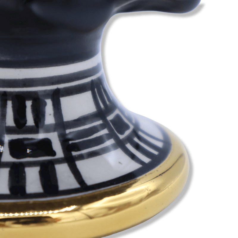 Sicilian Pigna Caltagirone: Elite, satin black and stem Modern design, Zecchino Gold enamel, dostępny w dwóch rozmiarach