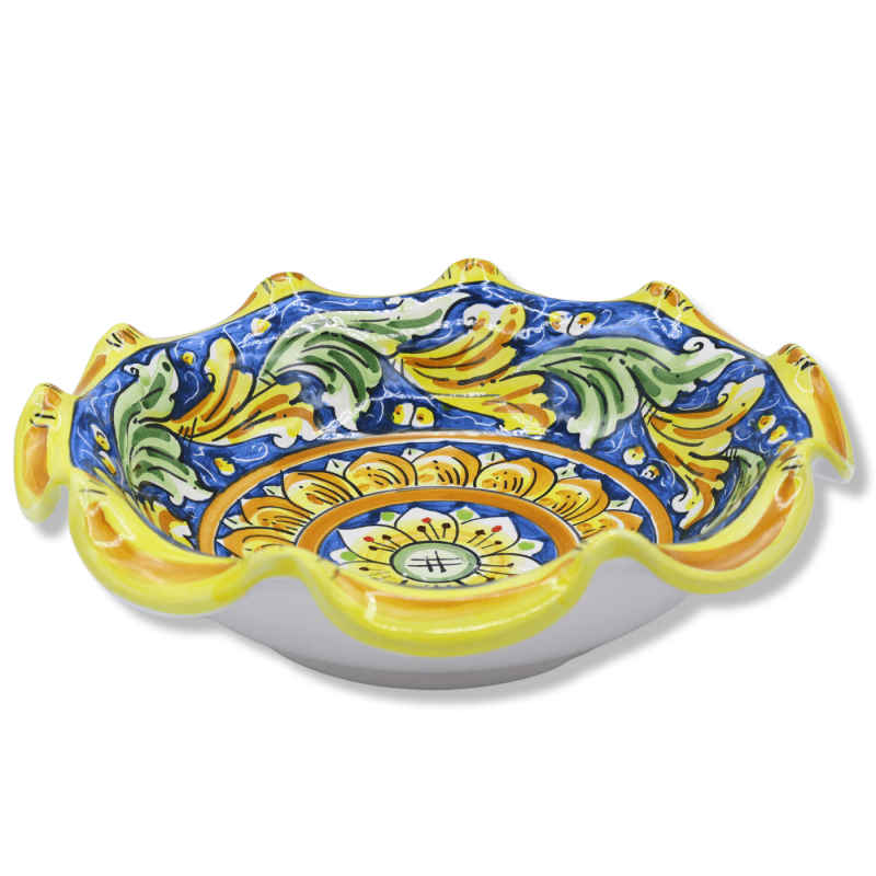 Centrotavola smerlato in ceramica di Caltagirone - Ø 30 cm ca. (1pz) Con 9 Opzioni decoro - 
