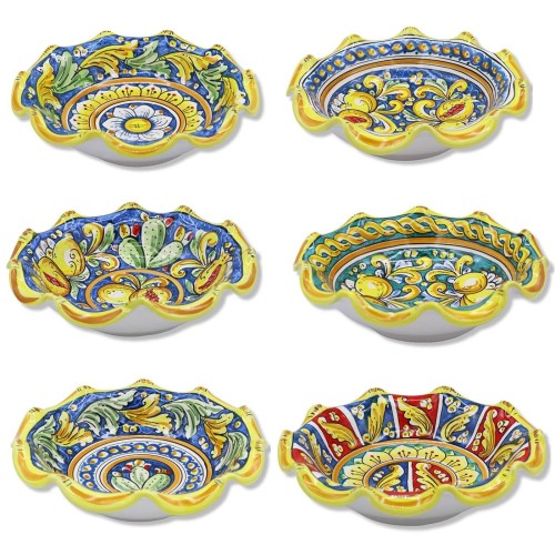 Gewellter Tafelaufsatz aus Caltagirone-Keramik – Ø ca. 30 cm (1 Stück) Mit 9 Dekorationsmöglichkeiten - 