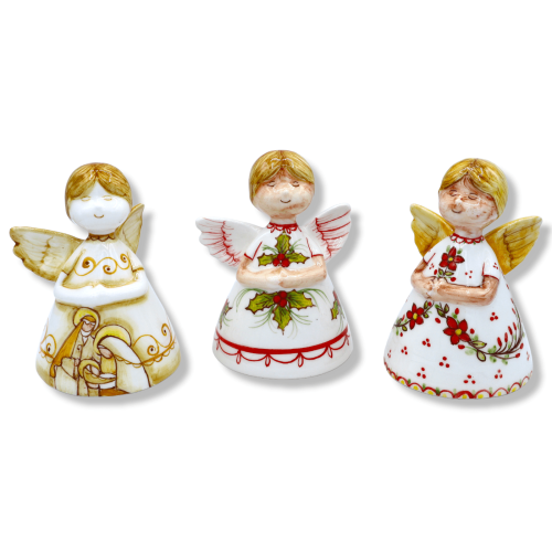 Anjo em cerâmica fina, feito à mão, disponível com várias decorações, 15 cm aprox. modo de RCP -