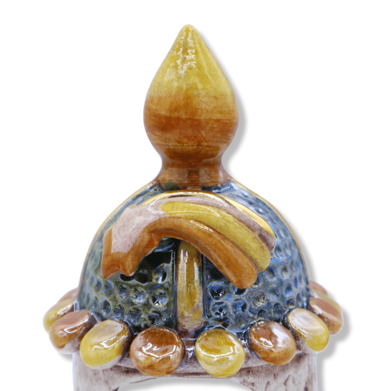 Presépio em preciosa cerâmica Caltagirone, cúpula barroca, esmalte ouro puro 24k e esmalte madrepérola, aprox. - 