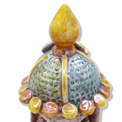 Presepe in pregiata ceramica Caltagirone cupola barocca, h 15 cm ca. smalto oro zecchino 24k e madreperla - 