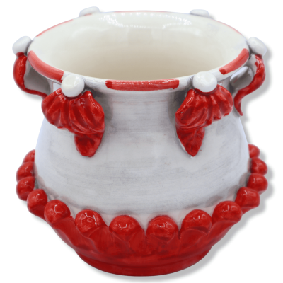 Pigna vase in Caltagirone ceramic with Acanthus leaves, available in three colors - Ø 12 cm approx. (1Pcs) Mod FL - 
