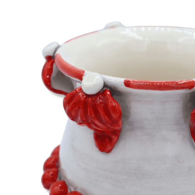 Pigna vase in Caltagirone ceramic with Acanthus leaves, available in three colors - Ø 12 cm approx. (1Pcs) Mod FL - 