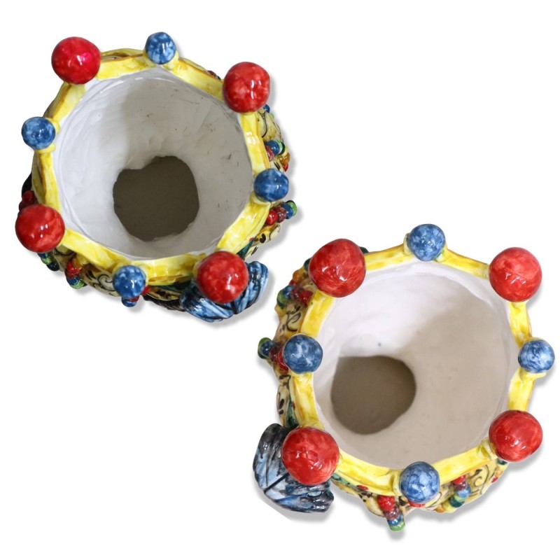Pair z ceramicznych popiersień Caltagirone z Coroną i dekoracją '600, h 50 cm ok. CN - 