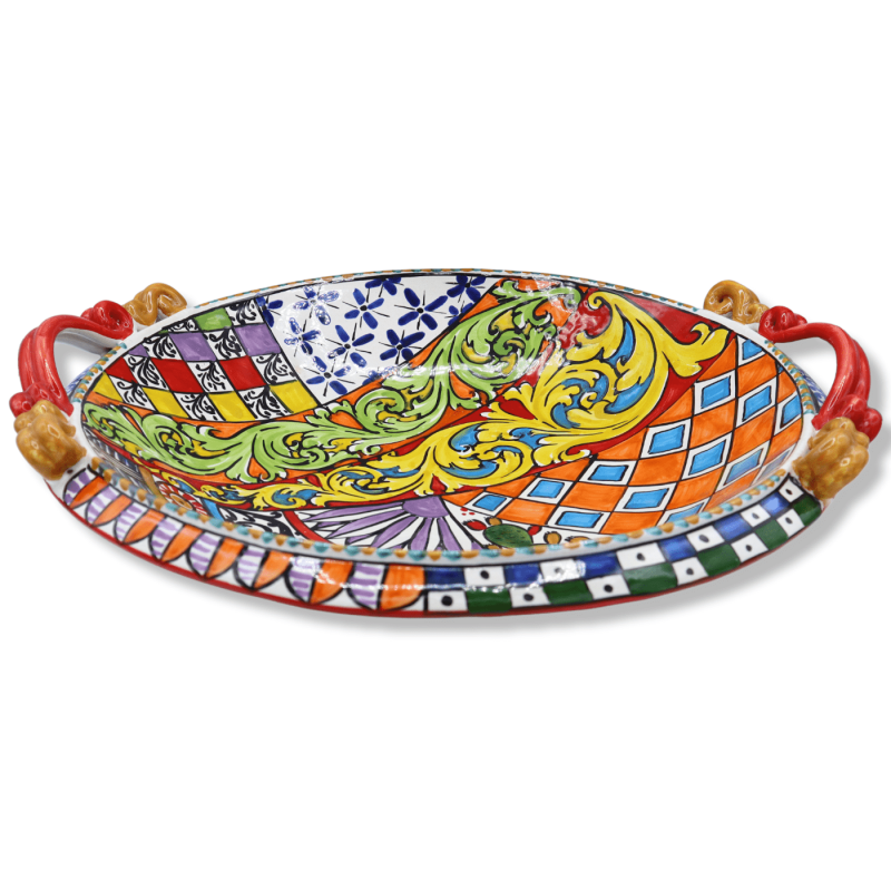 Ceramic Centerpiece Caltagirone, decoratieve Sicilian cart motif, 34 cm approx. Modder AK - 