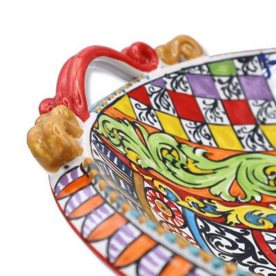 Ceramic Centerpiece Caltagirone, decoratieve Sicilian cart motif, 34 cm approx. Modder AK - 