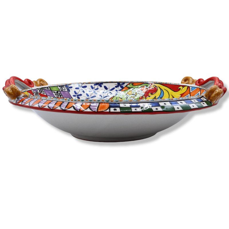 Centro de mesa de cerámica Caltagirone, decoración motivo carro siciliano, Ø 40 cm aprox. Mod AK - 