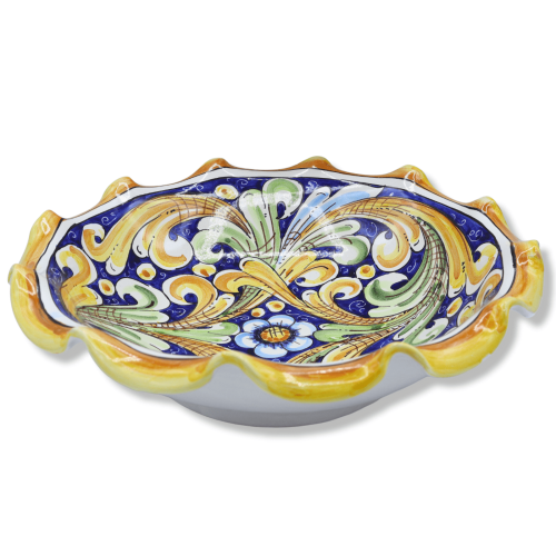 Ceramic center Caltagirone, emerowane i ozdobione barokowym wzorem na niebieskim tle, Ø 35 cm approx. BR - 