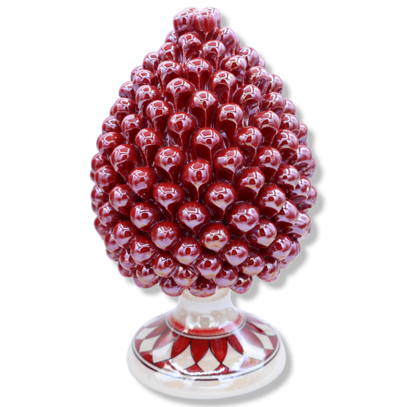 Pomme de pin en céramique Caltagirone de couleur bordeaux et émail nacré - en différentes tailles (1 pc) Mod NF - 
