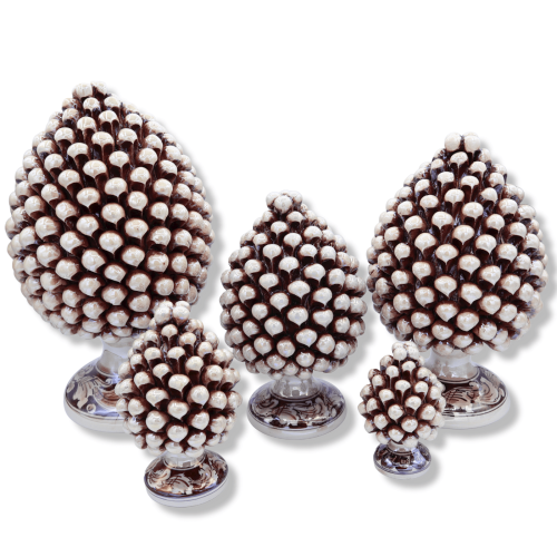 Pigna in ceramica Caltagirone Bianco Anticato con smalto Madreperla, con 6 opzioni misura (1Unità) - 