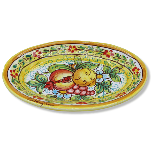 Caltagirone Oval Tray, Serving Plate, Various Decorations (1 pc) L 22 x 15 cm approx. -  2