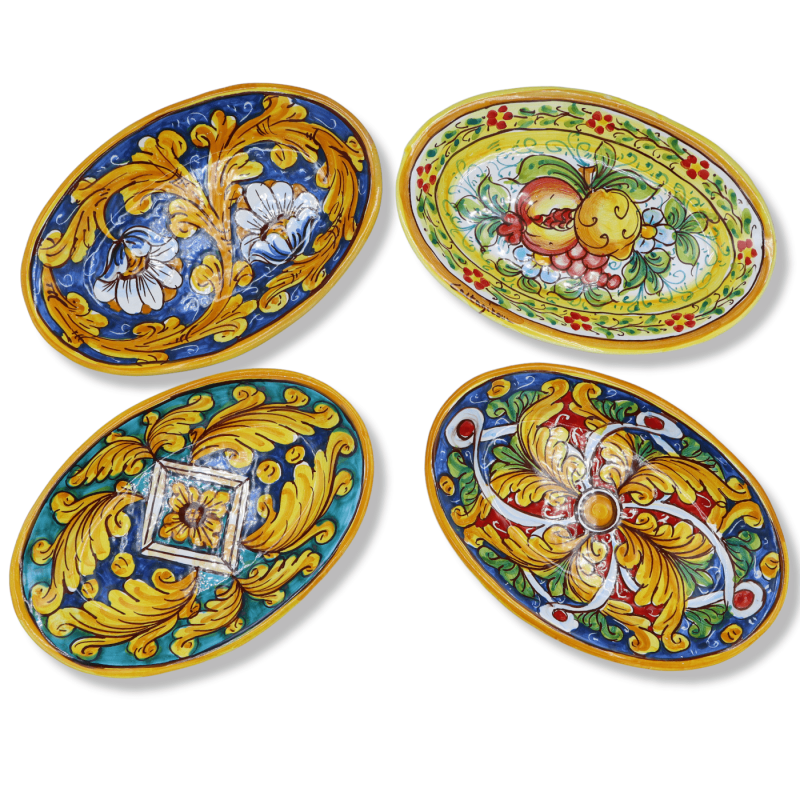 Caltagirone Oval bricka, serveringsfat, diverse dekorationer (1 st) L 22 x 15 cm ca. - 