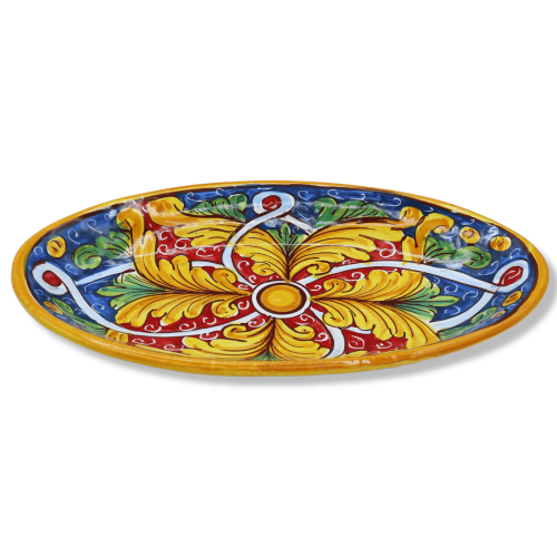 Bandeja Oval Caltagirone, prato de servir, disponível em diferentes decorações (1 unid.), Mede aproximadamente 30x18 cm. 2
