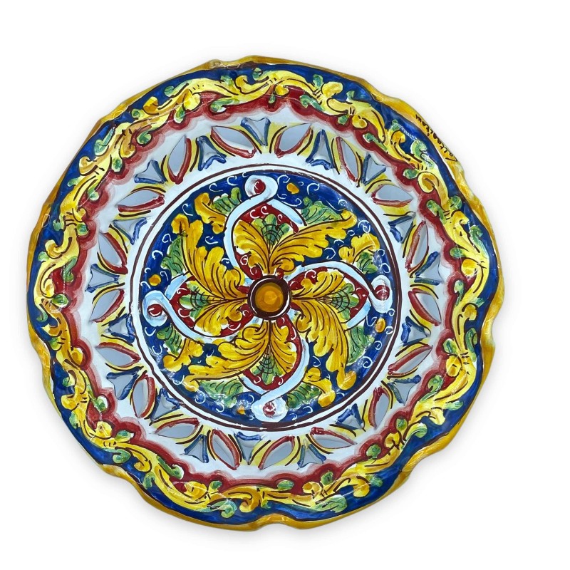 Présentoir à fruits festonné et ajouré, céramique Caltagirone, 3 options de tailles (1pc) décoration baroque et géométri
