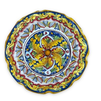 Base para tartas de cerámica Caltagirone festoneada y perforada, decoración barroca - Ø 30 cm aprox. Mod TD - 