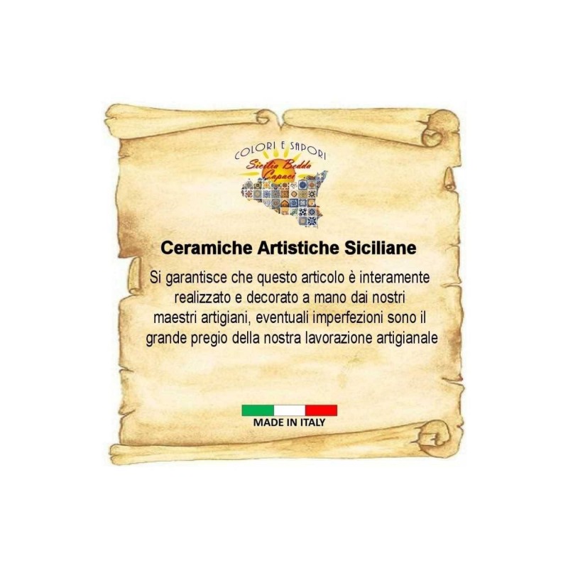 Caltagirone-Keramik-Obstständer, gewellt/perforiert, mit gemischter Obstdekoration in 3 Größen (1 Stück). -  Caltagirone-Keramik-Obstständer, gewellt/perforiert, mit gemischter Obstdekoration in 3 Größen (1 Stück). -