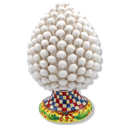 Pigna Siciliana keramik av Caltagirone Bianca, gambo dekorativ Siciliansk kundvagn, h 30/32 cm ca. Mod. TD - 