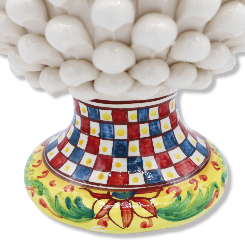 Pigna Siciliana keramik av Caltagirone Bianca, gambo dekorativ Siciliansk kundvagn, h 30/32 cm ca. Mod. TD - 