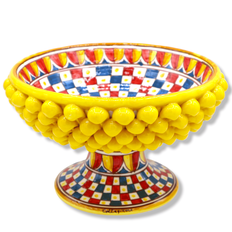 Standing keramische kenteken van Caltagirone Gialla, decoratie Siciliaanse kar, 33 cm, h 17 cm approx. DAG - 