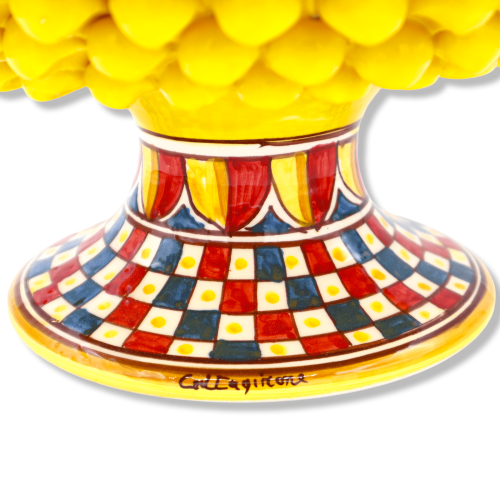 Standing keramische kenteken van Caltagirone Gialla, decoratie Siciliaanse kar, 33 cm, h 17 cm approx. DAG -  2