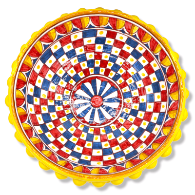 Standing keramische kenteken van Caltagirone Gialla, decoratie Siciliaanse kar, 33 cm, h 17 cm approx. DAG - 