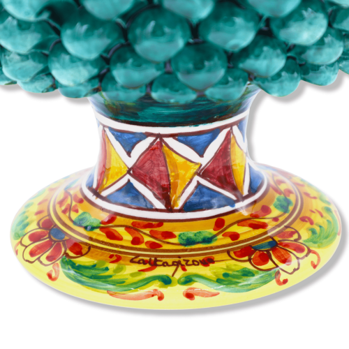 Zrażony pottery z Caltagirone verderame, dekoracja '600 i Sycylijskiego karty, Ø 27 cm, h 17 cm approx. TD -  2