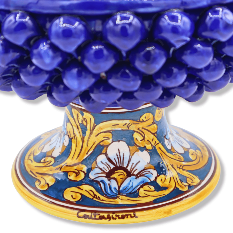 Ceiling Pigna in Caltagirone Blu keramiek, baroque decoratie en bloemen, 27 cm, h 17 cm approx. DAG - 