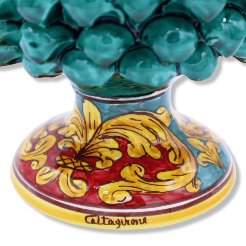 Caltagirone Mezza Pigna Vase, Grünspan mit 4 Größenoptionen (1 Stück), barockem Dekor und zweifarbigem Boden - 