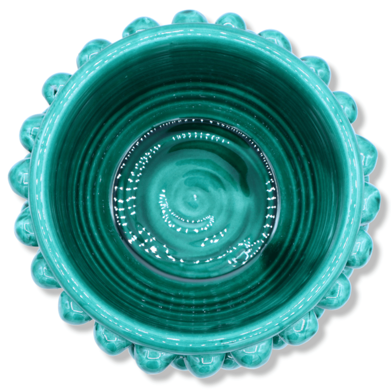 Caltagirone Mezza Pigna Vase, Grünspan mit 4 Größenoptionen (1 Stück), barockem Dekor und zweifarbigem Boden - 