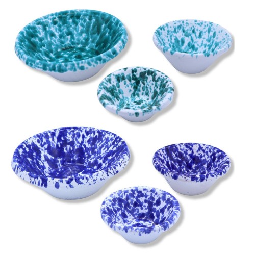 Conjunto de 3 Lemmi, tigelas de cerâmica siciliana decoração mosqueada com duas opções de cores (3 unid.) - 