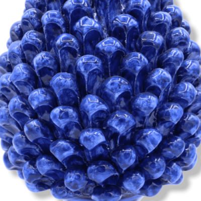 Pigna Siciliana in Ceramica Caltagirone, Blu con 2 opzioni misura (1Unità) base decoro barocco - 