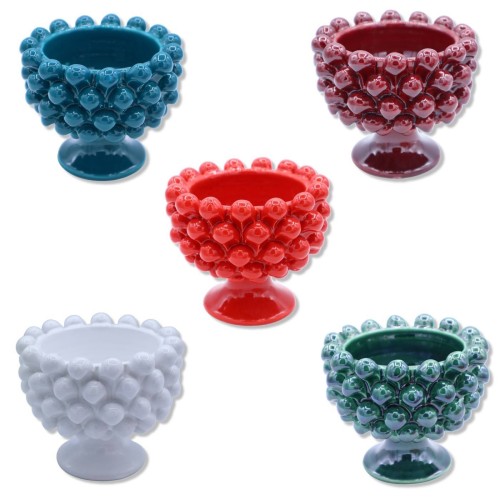 Vase Caltagirone Mezza Pigna, couleur unie, Ø environ 12 cm. (1 pièce) différentes couleurs - 
