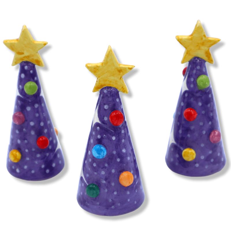 Árvore de Natal moderna em cerâmica siciliana fina, cor selecionável - altura de aproximadamente 11 cm. Tamanho pequeno 