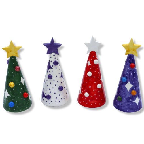 Moderner Weihnachtsbaum (1 Stück) aus feiner sizilianischer Keramik, Farbe wählbar – H ca. 17 cm. Großes Mod SM - 