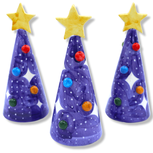 Albero di Natale Moderno in ceramica di Caltagirone, Colore selezionabile - Altezza 17 cm ca. Mod SM -  2