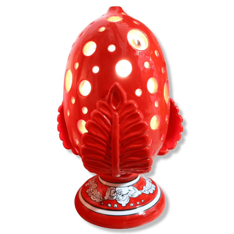 Zdobyta lampą w ceramicznej sycylijskiej, z akanto liściami i ozdobionym łodygiem, Height 40 cm approx - Mod SM - 