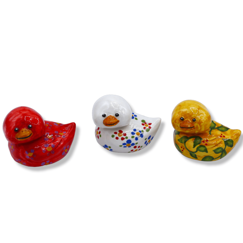 Ente aus feiner sizilianischer Keramik, in verschiedenen Farben erhältlich, Breite 6 cm – Höhe ca. 5 cm. (1 Stück) Mod S