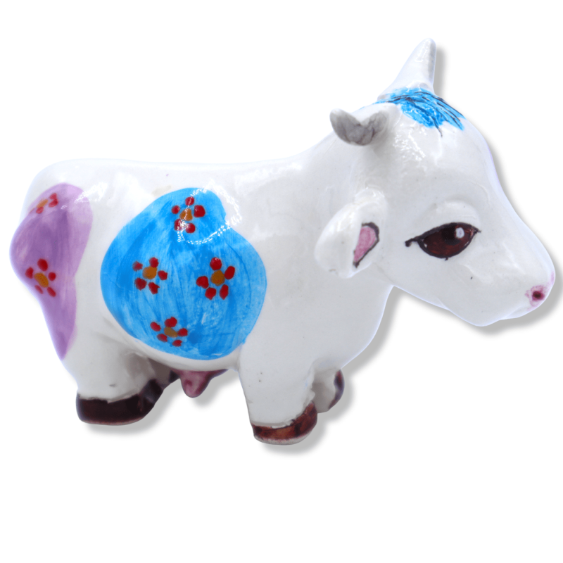 Mucca in goede Siciliaanse keramiek, beschikbaar in twee decoraties, Width 9 cm - Height 6 cm approx. Mod SM - 