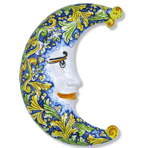 Caltagirone keramisk måne, barockdekoration på blå bakgrund - h 45 cm ca. FL - 