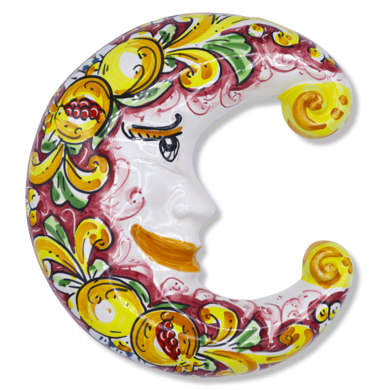 Luna de cerámica Caltagirone, disponible en diferentes decoraciones - h 22 cm aprox. (1 uds) modelo FL - 