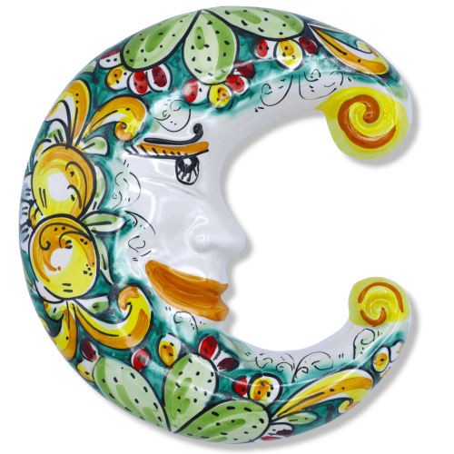 Lune en céramique de Caltagirone - h environ 25 cm. (1 pièce) avec 3 options de couleurs et décoration aléatoire -  2